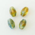 チェコビーズ FPオリーブカット12x8mm マルチグリーン 4個 パーツ アクセサリー ハンドメイド 手芸 手作り 素材