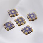 チェコビーズ PBフラワー9x9mm ライトブラウン・コバルト 6個 パーツ アクセサリー ハンドメイド 手芸 手作り 素材