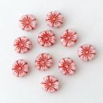 チェコビーズ プラムビーズ9mm ホワイト・レッド 10個 パーツ アクセサリー ハンドメイド 手芸 手作り 素材