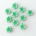 チェコビーズ プラムビーズ9mm ホワイト・グリーン 10個 パーツ アクセサリー ハンドメイド 手芸 手作り 素材
