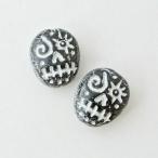 Yahoo! Yahoo!ショッピング(ヤフー ショッピング)チェコビーズ ファニーフェイス16x13mm ブラック・シルバー 2個 パーツ アクセサリー ハンドメイド 手芸 手作り 素材