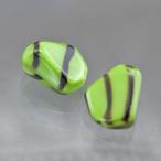Yahoo! Yahoo!ショッピング(ヤフー ショッピング)チェコビーズ バチ ストライプ柄15/12mm ライトグリーン 2個 パーツ アクセサリー ハンドメイド 手芸 手作り 素材