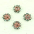 チェコビーズ プラムビーズ 14mm 4個 アクアマリン・コパー ガラス ビーズ ハンドメイド 手芸 パーツ アクセサリー 手作り 材料