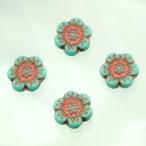 チェコビーズ プラムビーズ14mm ターコイズ・コパー 30個 パーツ アクセサリー ハンドメイド 手芸 手作り 素材