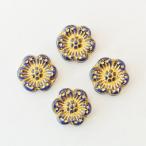 チェコビーズ プラムビーズ14mm カプリブルー・ゴールド 4個 パーツ アクセサリー ハンドメイド 手芸 手作り 素材
