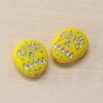 Yahoo! Yahoo!ショッピング(ヤフー ショッピング)チェコビーズ ファニーフェイス16x13mm イエロー・シルバー 2個 パーツ アクセサリー ハンドメイド 手芸 手作り 素材