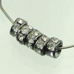 平ロンデル クリスタル＆黒ニッケル 6mm 6個 メタルパーツ ロンデル アクセサリー ハンドメイド パーツ 材料 手芸 メタル ビーズ