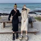 ニットワンピ ロング丈 レディース ワンピース 秋 ニット ロングワンピ Vネック ニットワンピース 冬 ゆったり マキシ丈ワンピース 春 通勤