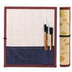 筆巻き 書道 30cm*26cm 花柄 竹製 ポケット付き コンパクト ヴィンテージスタイル 軽量 通気性 筆入れ 筆ケース 収納 手織筆巻 持