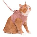 ぽぽねこ 猫に優しいベスト型ハーネス・リード付き ダンガリー (S レッド)
