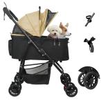 MILA&LOUIS ペットカート 多頭の小型犬&猫 中型犬一匹用_ 犬 ベビーカー 人気 分離型 取り外し可能 犬 バギー 全体型 ワンタッチ