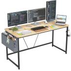 Sunon デスク 机 pcデスク 幅140cm 収納袋付き 勉強机 パソコンデスク コンパクト フック付き学習机 在宅