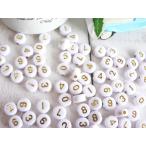 Yahoo! Yahoo!ショッピング(ヤフー ショッピング)ビーズ　数字　白　金文字　ナンバー　丸タイプ　100個　　＃2655