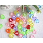 Yahoo! Yahoo!ショッピング(ヤフー ショッピング)ビーズ　アルファベット　カラフル　クリアー　ハート　50個　　　＃679