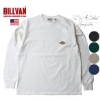 ショッピングワッペン BILLVAN ヘビー・ウェイト USAコットン ワンポイントワッペン 青 ロングTシャツ 長袖