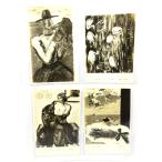  retro * открытка с видом женщина . 4 человек западное кино выставка 4 листов 