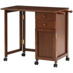 キャスター付き 木製折りたたみデスク 幅45 88cm ブラウン