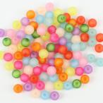 【マットビーズ】アクリルビーズ【単色：24個】約8ｍｍ　穴Φ約2ｍｍ　ボタン型　ビーズ　ビーズパーツ　プラスチックビーズ　手芸材料/アクセサリーパーツ