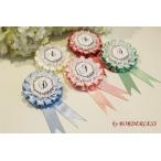 イニシャルサークルロゼット　サテン　ダブルS　10色からお選びいただけます♪　オーガンジーリボンの可愛い2連タイプです♪