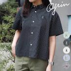 grin グリン ブロード お買い物 刺繍 ワイド シャツ レディース 春夏 綿 オフ ブルーストライプ グリーンストライプ ブラックギンガム ブラックドット 2サイズ