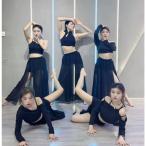 レディース ジャズダンス衣装 上下セットアップ 黒 セクシー系 古典ダンス 衣装セット モダン ジャズ ヒップホップ ストリートダンス 衣装 長袖 半袖 オフショル