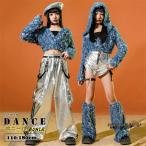 ダンス衣装 女の子 ヒップホップ ジャズ ベレー帽 可愛い ガールズ 団体服 K-POP ブルー トップス ふわふわ フード付き ジャケット シルバー パンツ 光沢 スパン