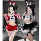 サンタ コス レディース サンタ 衣装 サンタクロース コスプレ衣装 6点セット セクシー ミニスカートセット 兎耳カチューシャ 手袋 ネックウエア ベルト 夜店 ク