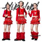 レザー キッズ ダンス ダンス衣装 長袖 赤 女の子 ガールズ へそ出し レッド スカート レッグウォーマー ダンスウェア 発表会 応援団 イベント ジュニア カッコ