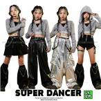 ダンス衣装 キッズ セットアップ K-POP 韓国 ガールズ ヒップホップ 衣装 シルバー 黒 ヘソ出しトップス スカート パンツ 派手 子供ダンス服 ダンスウェア ダン