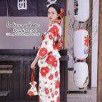 【椿柄】浴衣 ゆかた yukata レディース 女性 作り帯 セット 2点セット 女性 女の子 洗える お花見 レトロ 街着 お出かけ お稽古 ショッピング 夏祭り 文化祭 花