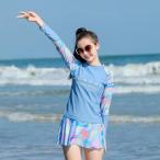 ジュニア 水着 女の子 セパレート 2点セット 水着 キッズ 女の子 ラッシュガード 長袖 女の子 水着 可愛い インナーパンツ パット付き スクール水着 スポ