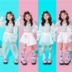 キッズダンス衣装 ダンス衣装 セットアップ 女の子 白 スカート チアガール チアダンス 衣装 キッズ ダンス トップス へそ出し k-pop hiphop ダンス 衣装 キッズ