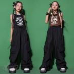 キッズ ダンス衣装 女の子 ヒップホップ チアガールズ ダンス 茶色 黒トップス 黒ロングパンツ へそ出し ジャズダンス ステージ衣装 練習着 体操服 110-180cm 送