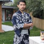 浴衣 メンズ 2点セット 菊柄 黒 男性 男性用 紳士 和服 作り帯 ゆかた 夏服 ポリエステル浴衣 浴衣セット ギフト プレゼント かっこいい おしゃれ 人気 花火大会