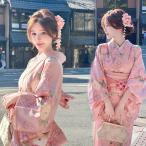 ピンク 浴衣 高校生 レディース 浴衣 中学生 ゆかた 女性 菊 花柄 浴衣 可愛い 優しい エレガント 大人 浴衣セット 女の子 和装 部屋着 ジュニア 150cm 帯飾り