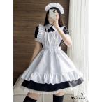 メイド仮装 ハロウィン 仮装 コスプレ 衣装 大人 可愛い メイド服 ショート丈 レディース 女性 半袖 ウェイトレス フルセット レースフリル ワンピース エプロン