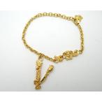 VERSACE Versace V Logo mete.-sa стразы цепь браслет Gold <USED>[ бесплатная доставка ]
