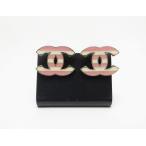 CHANEL シャネル ココ ボーダー ピアス ピンク×ホワイト＜USED＞
