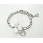 Christian Dior Dior D13328 цветочный узор стразы D Logo браслет <USED>[ бесплатная доставка ]