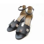 ショッピングウエッジ HERMES エルメス サンダル レジェンド ウエッジヒール ブラック #38.5（約25cm）＜新品同様品＞