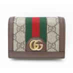GUCCI グッチ 523155 オフィディア GGスプリーム カードケース 二つ折りコンパクト財布 ブラウン×シェリー＜USED＞