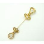 Christian Dior ディオール ラインストーン ピンブローチ ゴールド<USED>【送料無料】