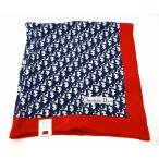 Christian Dior ディオール トロッター シルク スカーフ ネイビー×レッド＜USED＞