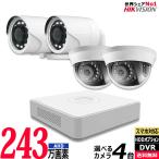 ショッピング防犯カメラ 防犯カメラ 243万画素 屋外屋内 HIKVISION 4台セット 家庭用 アナログカメラ レコーダーHDD別 4chDVR スマホ監視 SELECT-SET-AHD