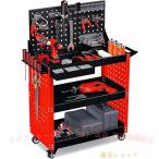 キャスター付き カート キャリーワゴン ツールカート 工具ワゴン 3段 DIYゾンチー工具カート キャスター付 ドライバーホール メッシュパネル 側面プレート