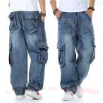  Denim мужской весна лето брюки-карго 6 карман есть большой размер свободно широкий брюки zonchi- Denim брюки брюки багги ji- хлеб довольно большой futoshi . джинсы 