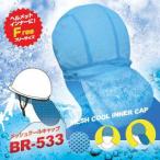 通気性と吸汗性を備えたヘルメットインナー キャップ　（メッシュクールキャップ (保冷剤ポケット付き) BR-533）　速乾素材