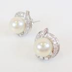 ミキモト MIKIMOTO ダイヤモンド パール K18WG ホワイトゴールド レディース ピアス 美品【中古】