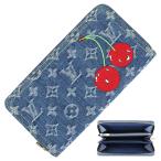 ルイヴィトン 長財布 LV×TM ジッピーウォレット M23161 モノグラム チェリー デニム 1155