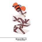 美品 HERMES エルメス Twilly ツイリー リボンスカーフ 061719S ボルデュック柄 シルク ホワイト ブラウン レディース